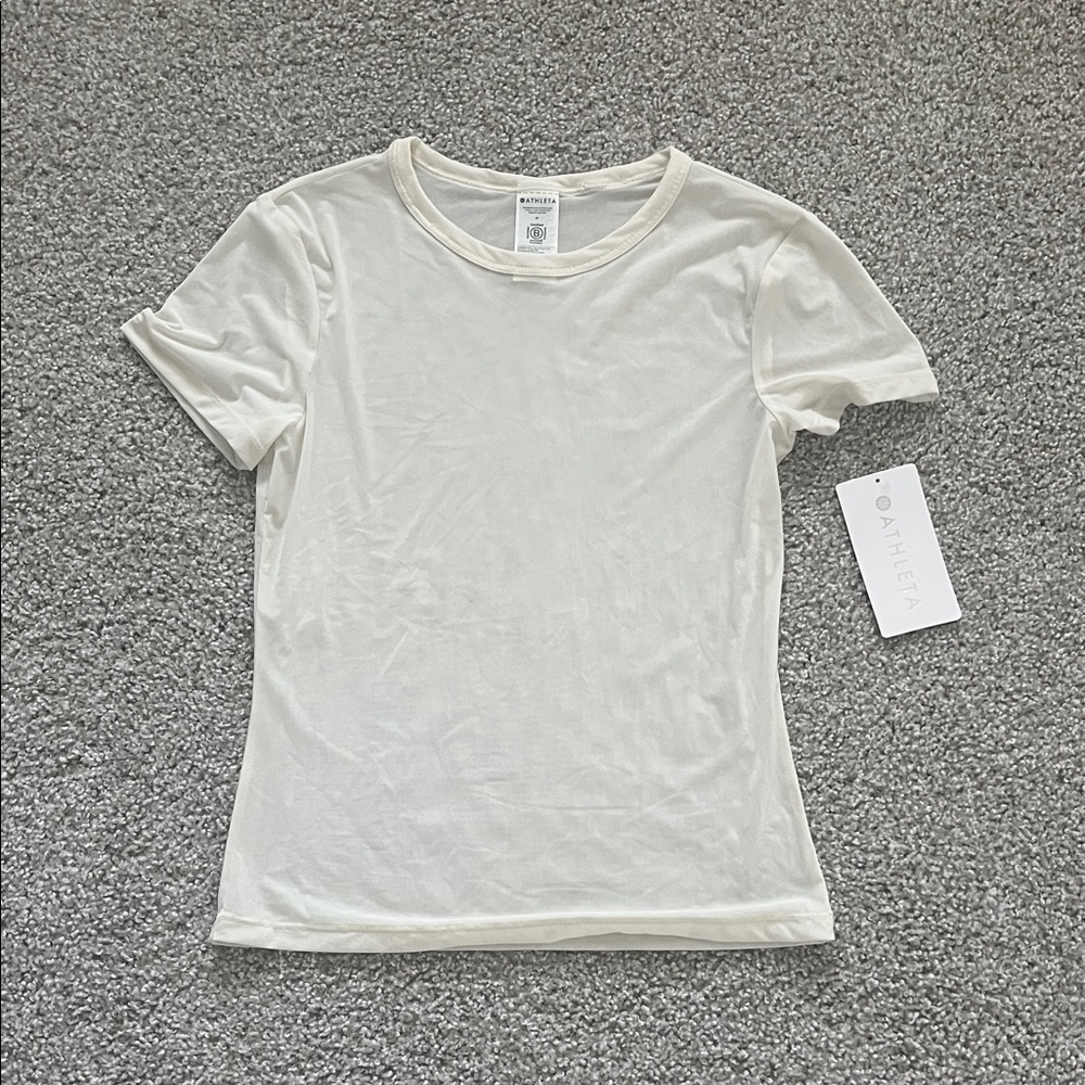 Athleta Bone Apero Mesh Tee Size Medium NWT